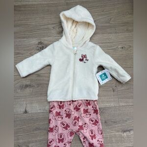 Disney Baby Minnie 2PC Set 0-3M NWT Fleece Hoodie Outfit 🐭💕